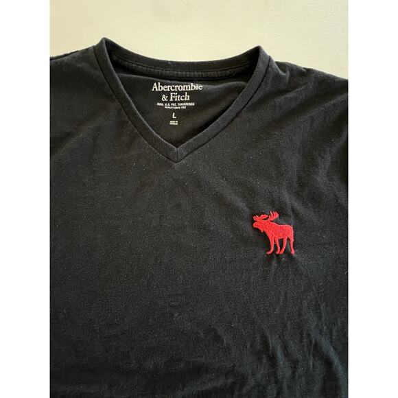 Lot Of 2 Abercrombie Fitch Polo & V Neck T-shirt Moose Mens Size Large Black - Picture 9 of 11